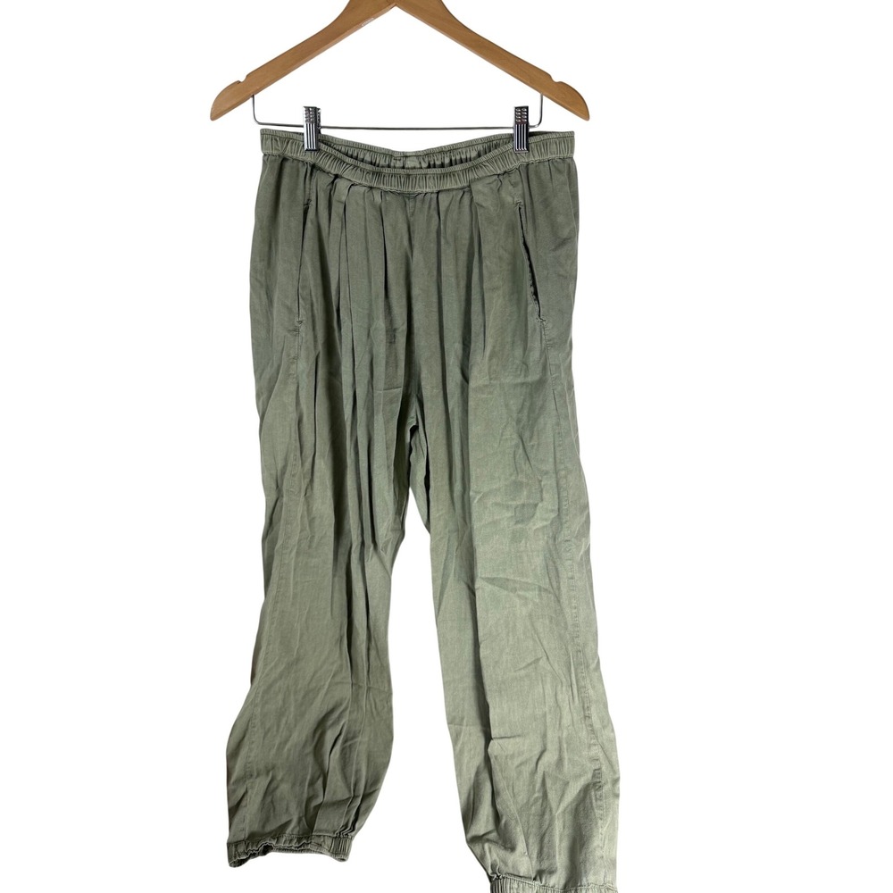 Free People To The Sky Olive Green Pull On Parachute Pants Sz M - Picture 3 of 9